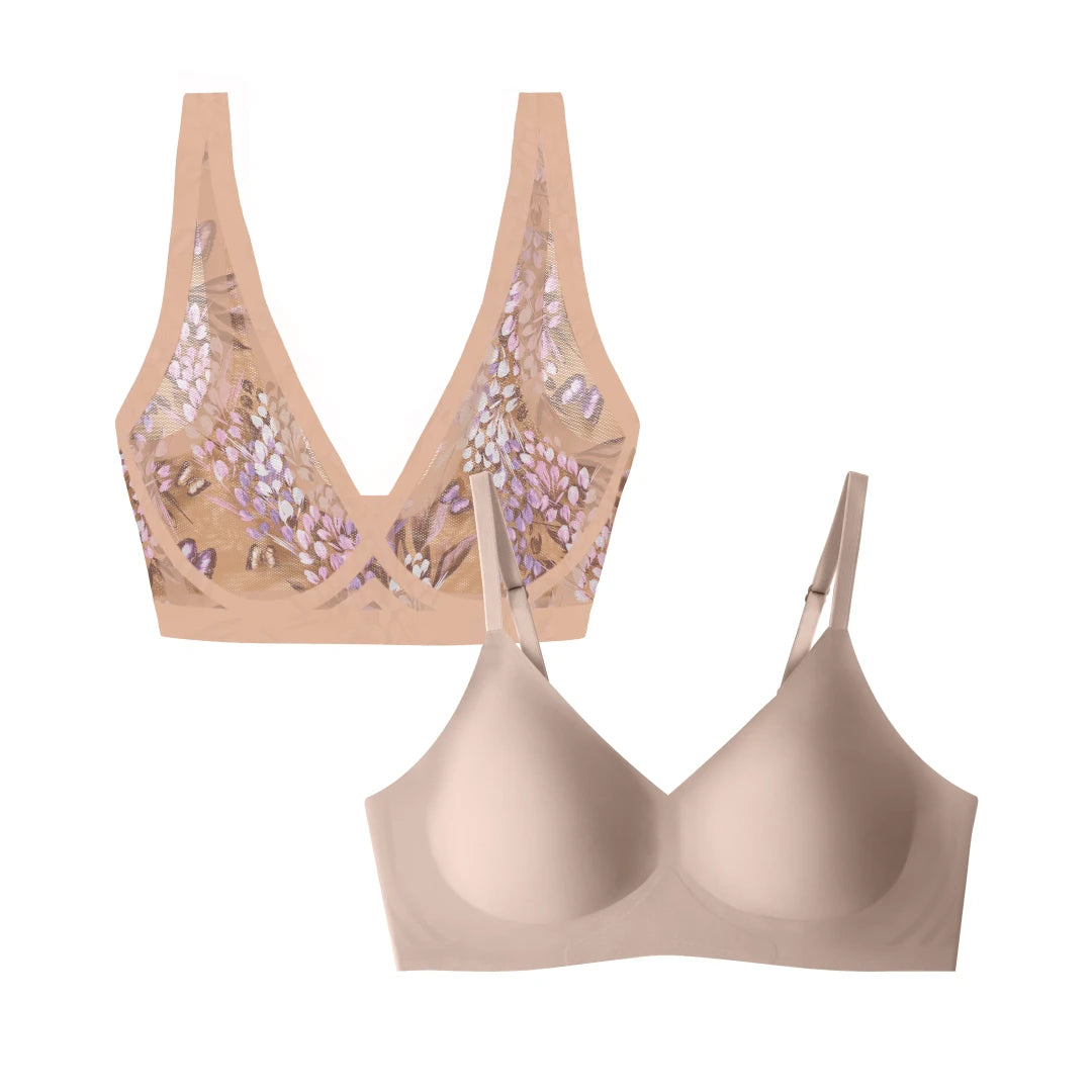 Parisian Sheer Bralette and Nude Relief Bra Bundle