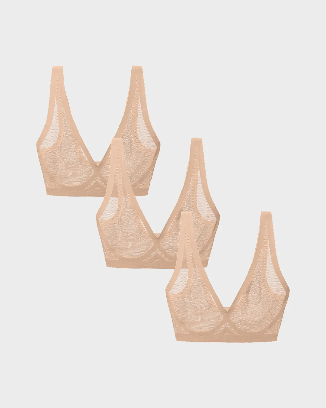 Champagne Sheer Bralette 3 Pack