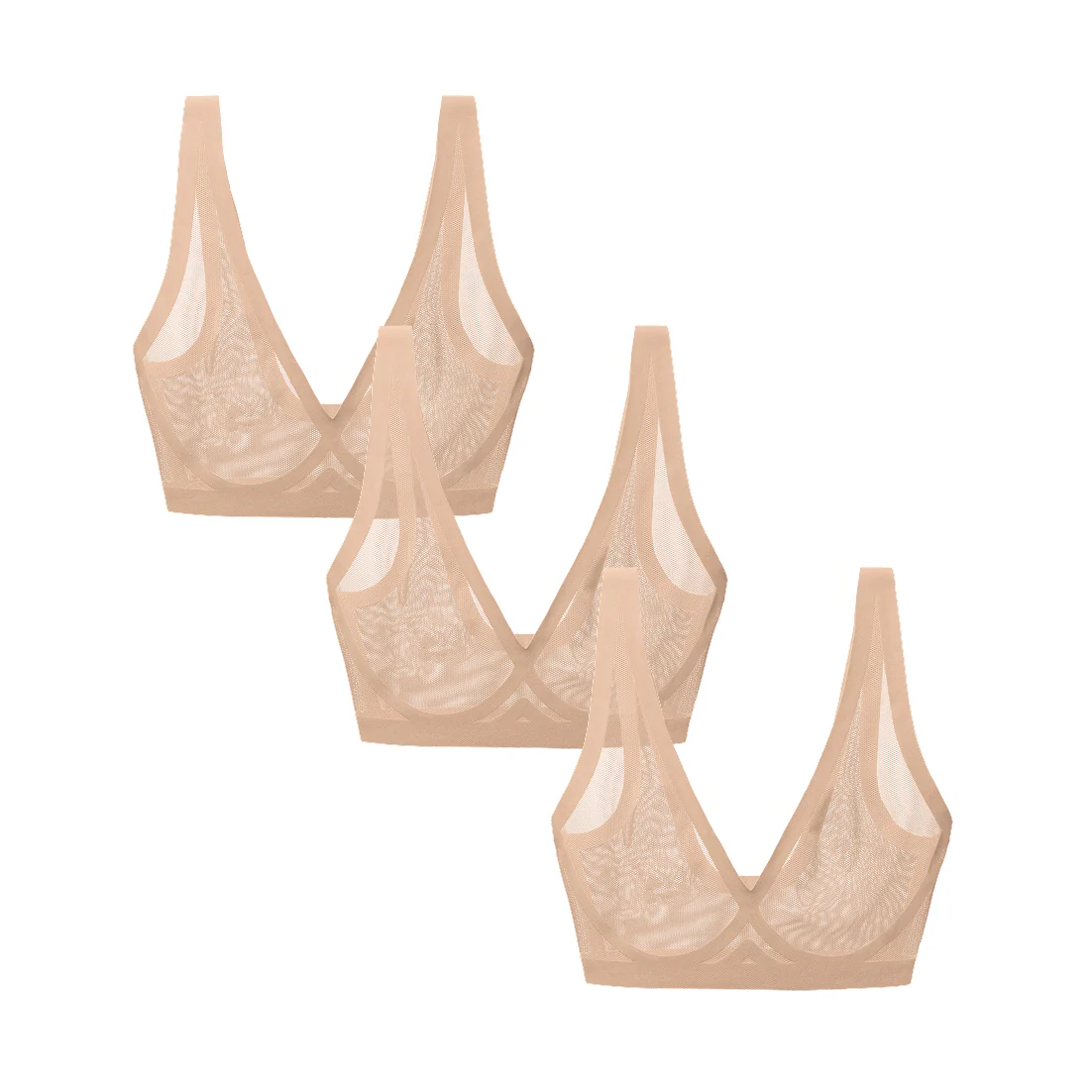 Champagne Sheer Bralette 3 Pack